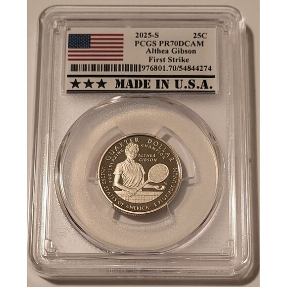 2025 S Clad Althea Gibson Quarter PR70 DCAM PCGS FS Made in USA Label - Picture 1 of 2